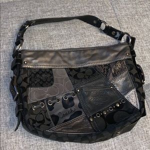 Black patched coach purse